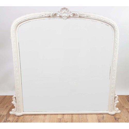 452 - OVERMANTLE WALL MIRROR, Continental style, white painted frame.