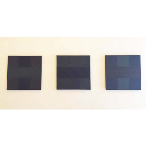 56 - THE TRINITY BY ABE (1976), A trio of captivating chromatic black paintings paying homage to, and in ... 