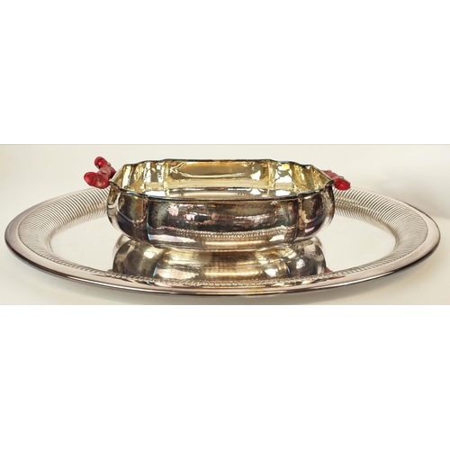 10 - AN ART DECO SILVER PLATED PART TABLEWARE SET, comprising tureen, sweet meat dish, plus various trays... 