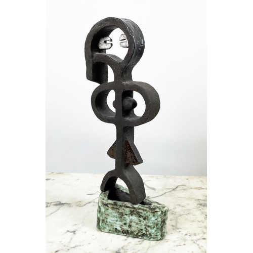 13 - ILDIKO DE BALAS (Hungarian b.1931-2016) Studio Pottery abstract sculpture, signed Balas 69, 37cm H.