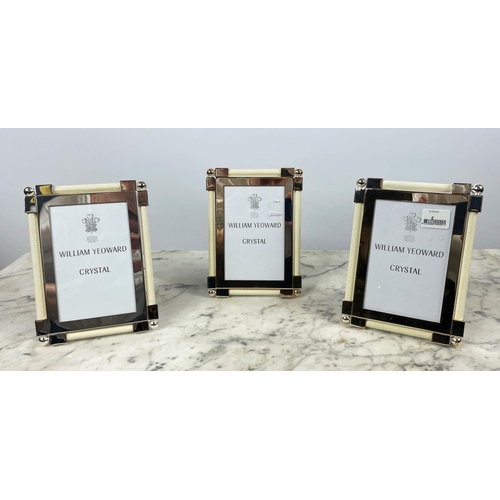 15 - WILLIAM YEOWARD PICTURE FRAMES, five various along with a Aerin Shagreen and brass picture frame and... 