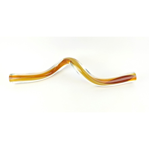 21 - TABLE ORNAMENTS, a pair, glass spiral, indistinctly signed, Murano, late 20th century, 69cm L. (2)