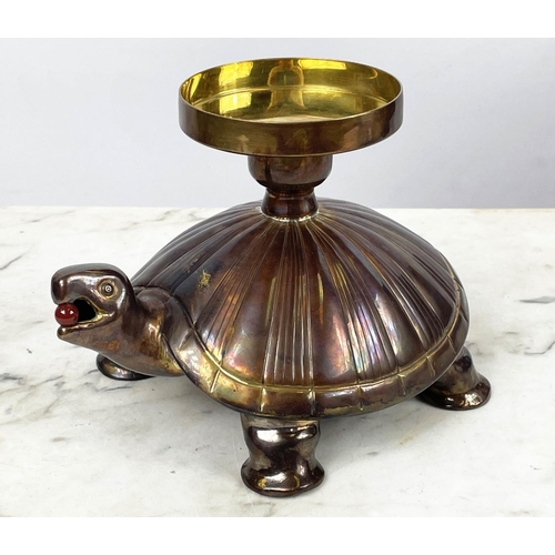 25 - SERDAR GULGUN BRONZE TORTOISE CANDLESTICK, a pair of Made in Paris Chateau De Versailles candles in ... 