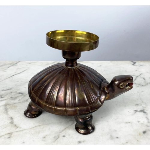 25 - SERDAR GULGUN BRONZE TORTOISE CANDLESTICK, a pair of Made in Paris Chateau De Versailles candles in ... 