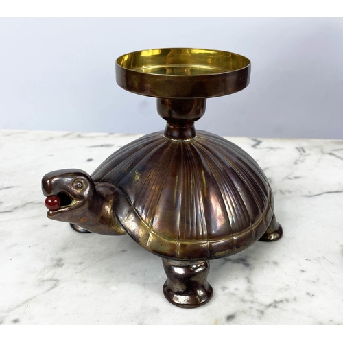 25 - SERDAR GULGUN BRONZE TORTOISE CANDLESTICK, a pair of Made in Paris Chateau De Versailles candles in ... 