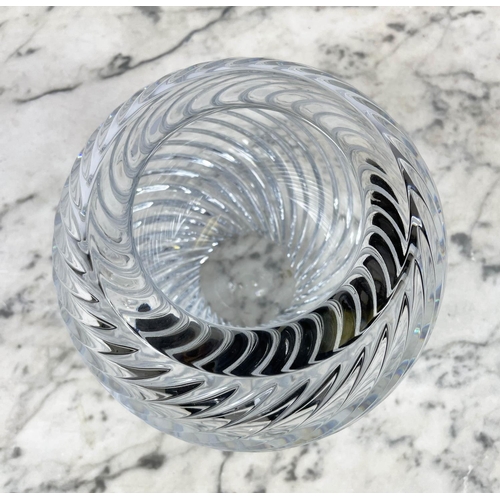 26 - ROGASKA CRYSTAL SPIRAL TWIST BOWL, boxed, a Dior fish carafe also boxed and eight spiral twist wine ... 