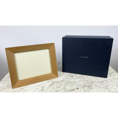 27 - LINLEY OAK PICTURE FRAME BOX, in original box, 33cm L x 28cm W x 11cm H.