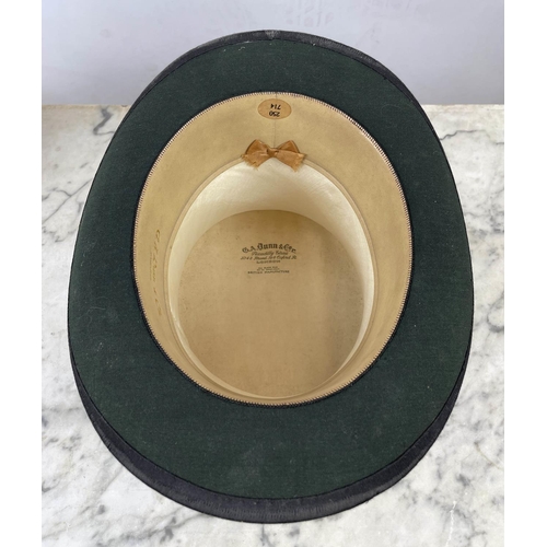 8 - TOP HATS, three, comprising a James Lock and Co Ltd hat, internal dimensions, 20cm x 16cm, a G.A. Du... 