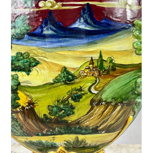 2 - ITALIAN MAJOLICA VASE, early 20th century in the manner of Angelo Minghetti marked Bologna to base 6... 