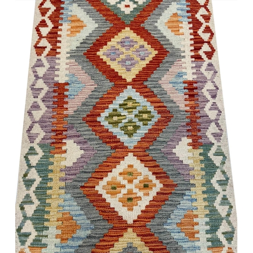 79 - CONTEMPORARY ANATOLIAN DESIGN KILIM RUNNER, 304cm x 82cm.