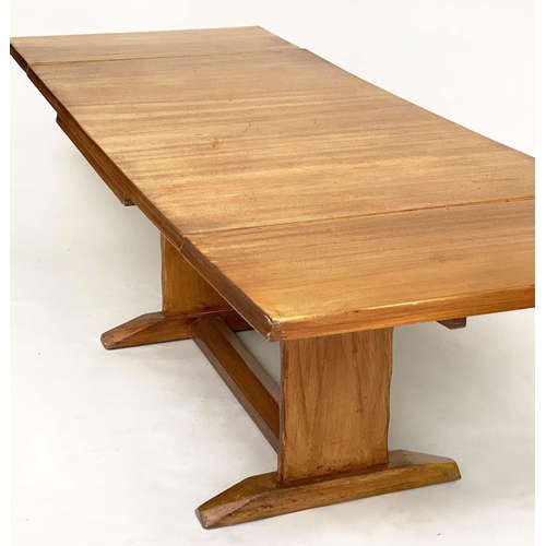 123 - DRAWLEAF EXTENDING DINING TABLE, 1960s beechwood rectangular drawleaf with two additional leaves. 74... 