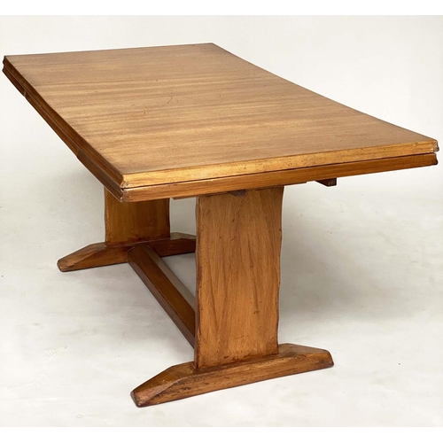 123 - DRAWLEAF EXTENDING DINING TABLE, 1960s beechwood rectangular drawleaf with two additional leaves. 74... 