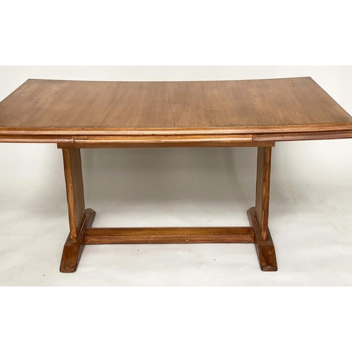 123 - DRAWLEAF EXTENDING DINING TABLE, 1960s beechwood rectangular drawleaf with two additional leaves. 74... 