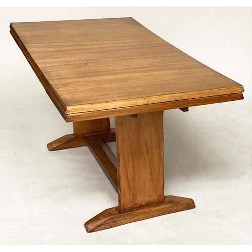 123 - DRAWLEAF EXTENDING DINING TABLE, 1960s beechwood rectangular drawleaf with two additional leaves. 74... 