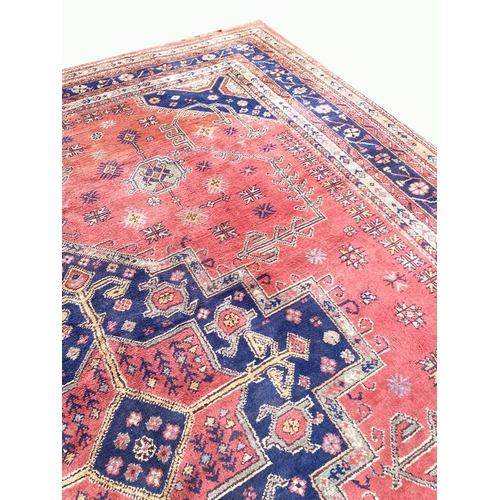 67 - ANTIQUE TURKISH OUSHAK CARPET, 430cm x 345cm.