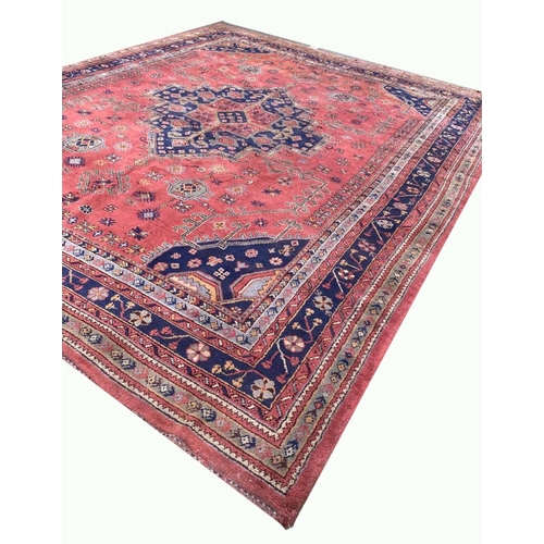 67 - ANTIQUE TURKISH OUSHAK CARPET, 430cm x 345cm.