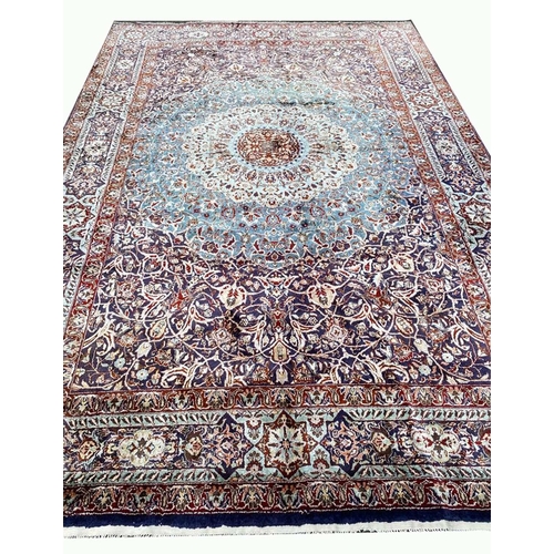 69 - FINE SILK ISPHAHAN DESIGN CARPET, 270cm x 185cm.