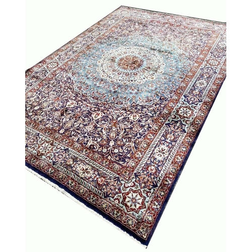 69 - FINE SILK ISPHAHAN DESIGN CARPET, 270cm x 185cm.