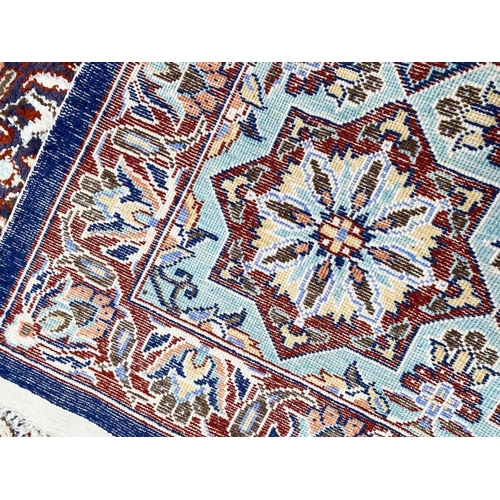 69 - FINE SILK ISPHAHAN DESIGN CARPET, 270cm x 185cm.