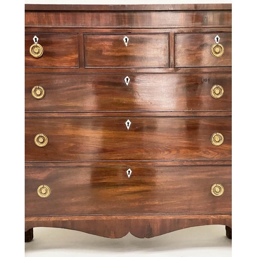 84 - SCOTTISH HALL CHEST, early 19th century figured mahogany of adapted shallow proportions with three s... 