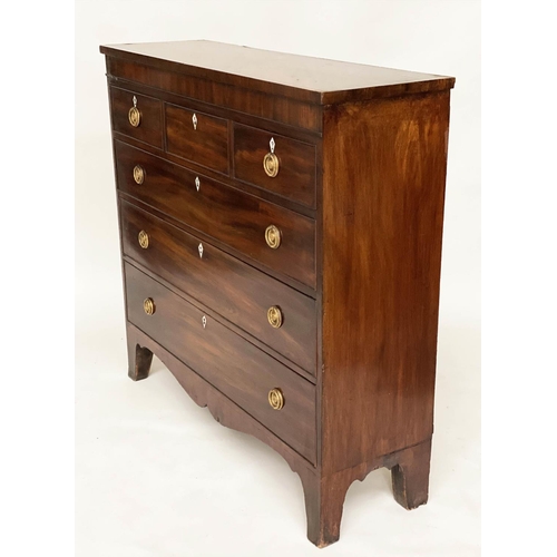 84 - SCOTTISH HALL CHEST, early 19th century figured mahogany of adapted shallow proportions with three s... 