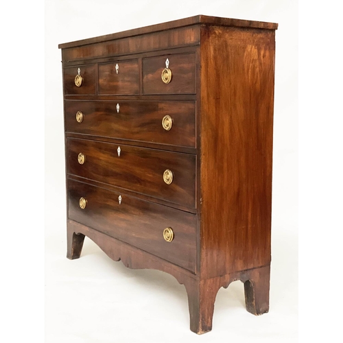 84 - SCOTTISH HALL CHEST, early 19th century figured mahogany of adapted shallow proportions with three s... 