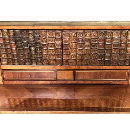 86 - BONHEUR DE JOUR, early 20th century French Kingwood and gilt metal mounted with faux books, foldout ... 