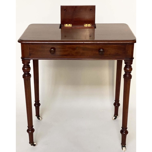 88 - CHAMBER WRITING TABLE, 19th century mahogany in the manner of Gillows of Lancaster with drawer and s... 