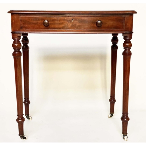 88 - CHAMBER WRITING TABLE, 19th century mahogany in the manner of Gillows of Lancaster with drawer and s... 