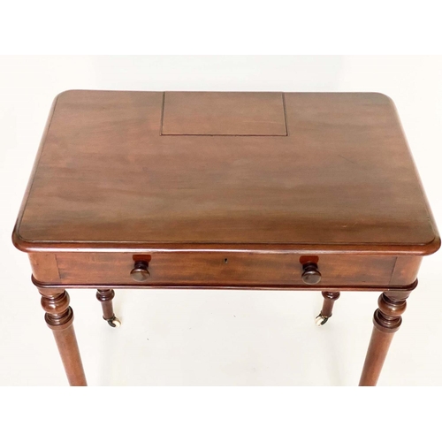 88 - CHAMBER WRITING TABLE, 19th century mahogany in the manner of Gillows of Lancaster with drawer and s... 