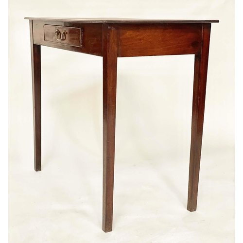 92 - WRITING TABLE, George III mahogany with frieze drawer and square tapering supports, 46cm D x 74cm H ... 