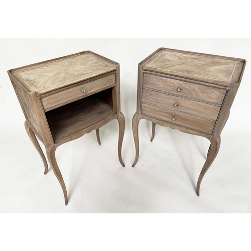 94 - LAMP TABLES, a pair, French Louis XV style bleached mahogany and kingwood,  three quarter galleried,... 