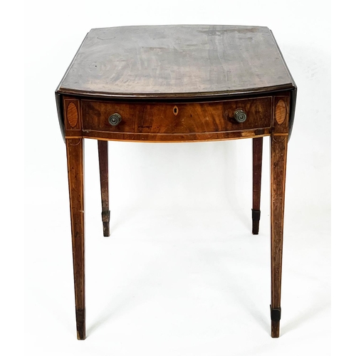 128 - PEMBROKE TABLE, 58cm W x 71cm H x 80cm D  George III mahogany and string inlaid, drop flap with a dr... 