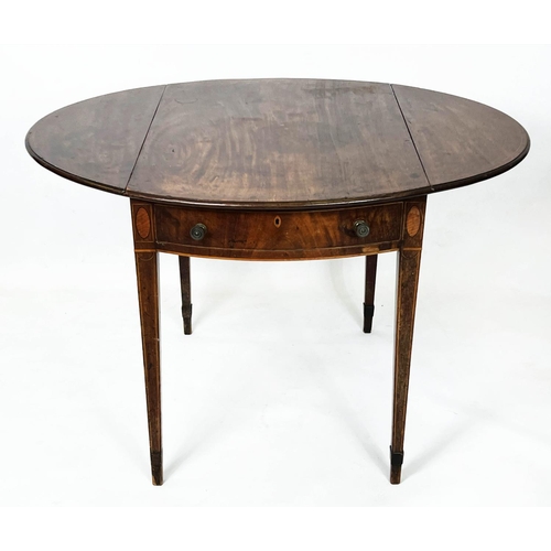 128 - PEMBROKE TABLE, 58cm W x 71cm H x 80cm D  George III mahogany and string inlaid, drop flap with a dr... 