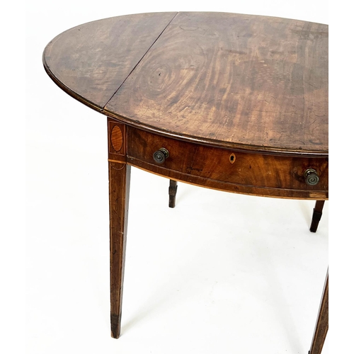 128 - PEMBROKE TABLE, 58cm W x 71cm H x 80cm D  George III mahogany and string inlaid, drop flap with a dr... 