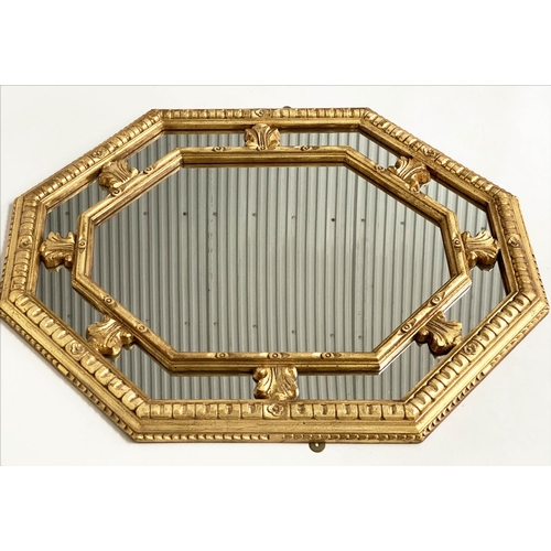 89 - WALL MIRROR, Italian style octagonal foliate gilded with marginal mirror plates, 94cm H x 77cm.