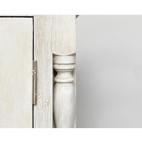 115 - ARMOIRE, French style traditionally grey painted with two panelled doors, enclosing hanging space, 2... 