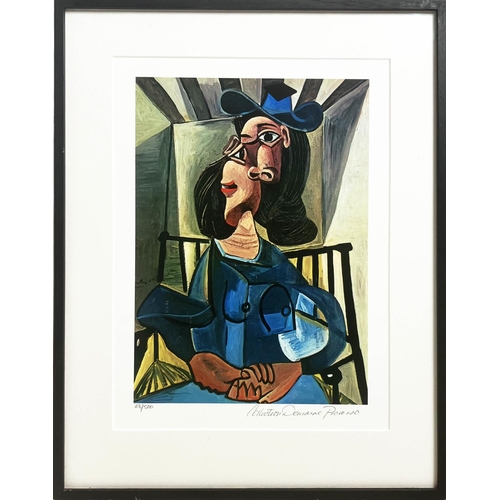 47 - PABLO PICASSO, 'Girl in chair', gicleé lithograph, 36cm x 27cm, signed, framed. (Subject to ARR - se... 