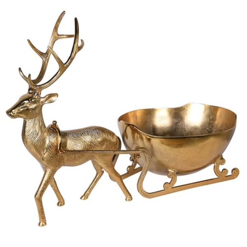 456 - CHAMPAGNE BATH, 60cm x 83cm 40cm, in the form of a reindeer pulling a sledge, gilt metal.