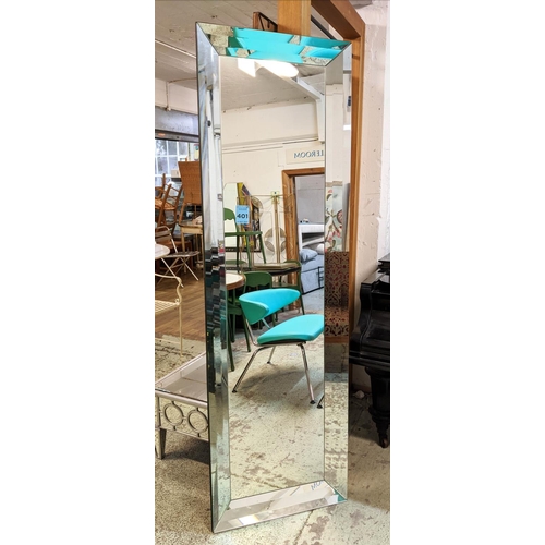 462 - WALL MIRROR, Venetian style, bevelled mirrored frame, 200cm x 60cm.