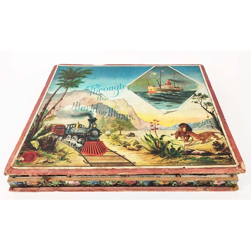 122 - 'THROUGH THE WORLD ON WINGS' BOARD GAME, 20th century comprising a selection of cards and six board ... 