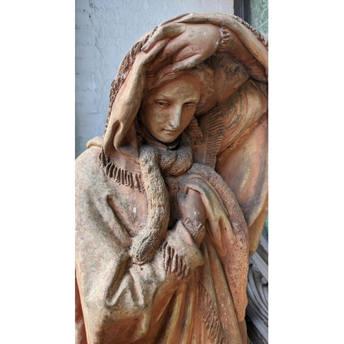 1 - STATUE, late 19th/early 20th century Italian terracotta of Mary stamped Dall'Araec Terrecotte Milano... 