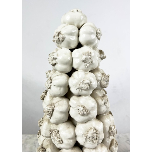 2 - GARLIC OBELISKS, a pair, blanc de chine, 43cm H. (2)