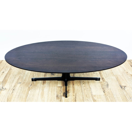 270 - CAMERICH COFFEE TABLE, 122cm L x 62cm D x 39cm H, the oval wooden top on a metal base.