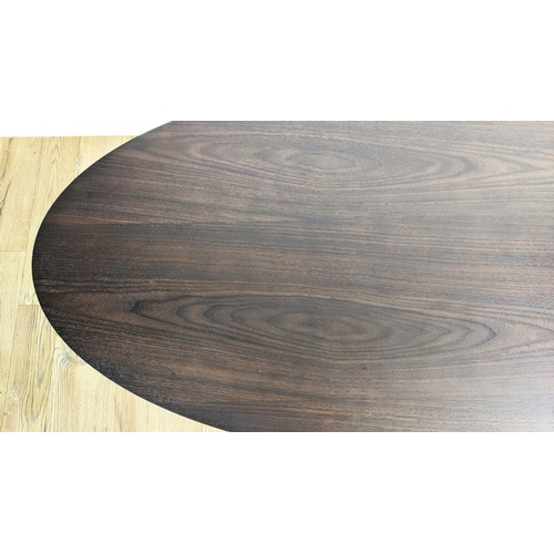 270 - CAMERICH COFFEE TABLE, 122cm L x 62cm D x 39cm H, the oval wooden top on a metal base.