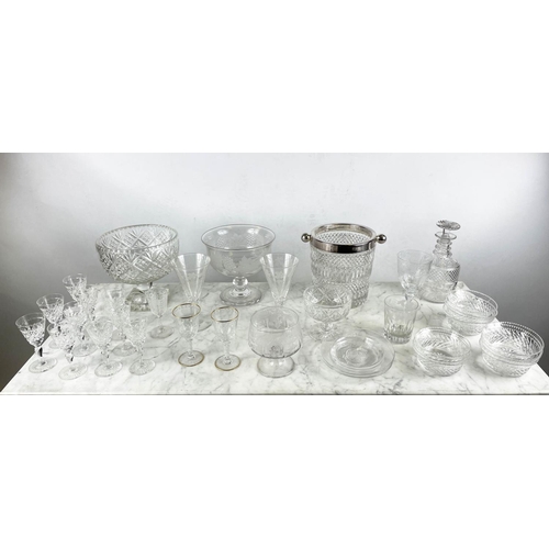 4 - CHAMPAGNE COOLER AND QUANTITY OF CUT AND ETCHED GLASSWARE, including ten sherry glasses, a Georgian ... 