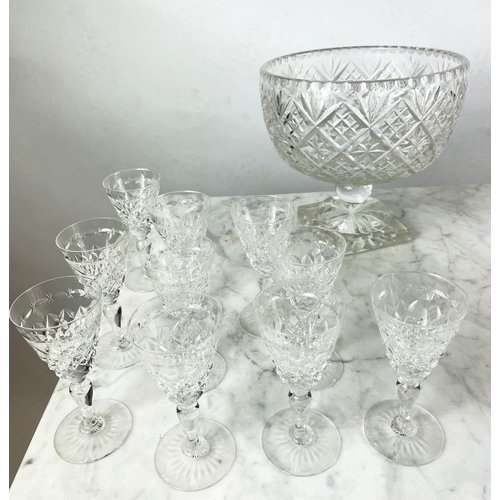 4 - CHAMPAGNE COOLER AND QUANTITY OF CUT AND ETCHED GLASSWARE, including ten sherry glasses, a Georgian ... 