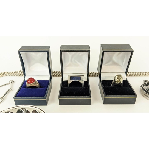 43 - A COLLECTION OF IAN WATSON AND ASSOCIATED SILVER AND WHITE METAL JEWELLERY, mostly 1970s and later, ... 