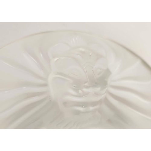 46 - COLLECTION OF LALIQUE GLASS, comprising a Hornflower dish, a frosted glass ashtray with box, a frost... 