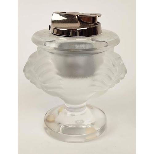 46 - COLLECTION OF LALIQUE GLASS, comprising a Hornflower dish, a frosted glass ashtray with box, a frost... 